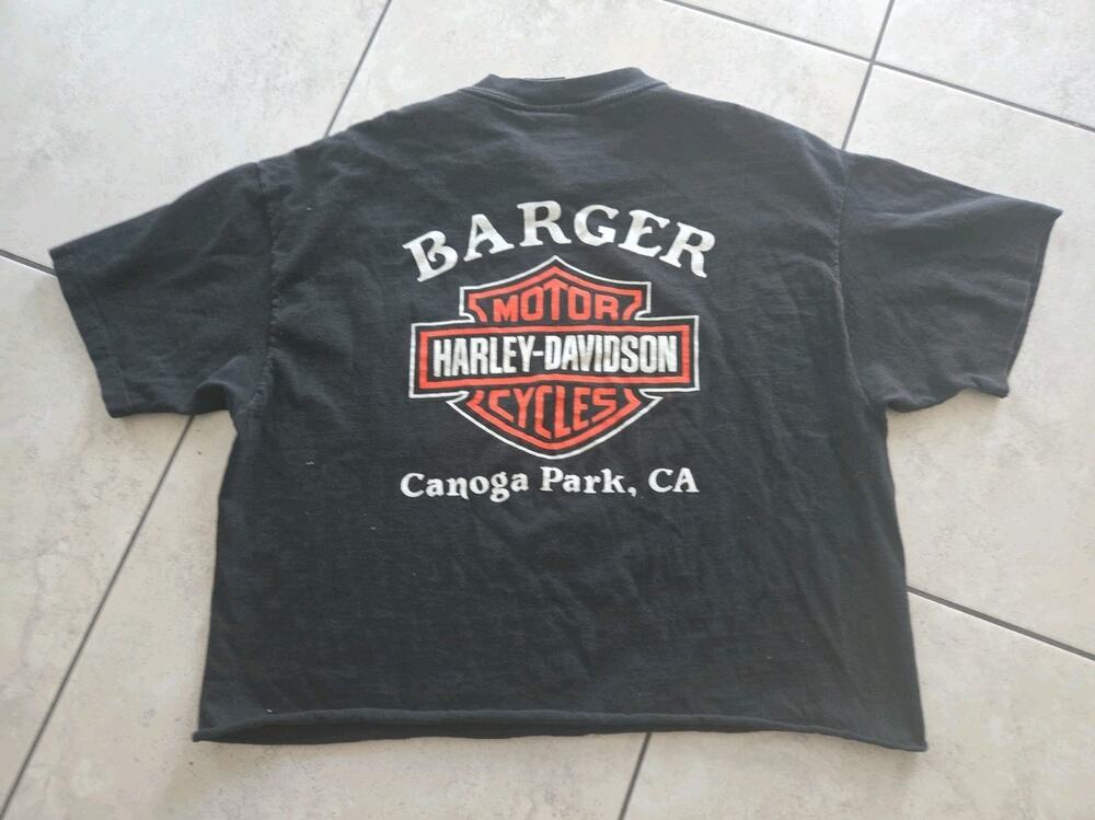 Harley Davidson Crop Top T-Shirt, Sz Xl Authentic, Black Made In Usa